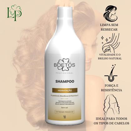 Imagem de Kit Sh+Cond 1L Hidratação D'Pantenol, Mandioca, Vit C Boetos