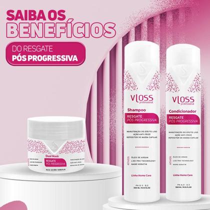 Imagem de Kit Sh+Cond+Másc Resgate Pós Progressiva Efeito Liso - Vloss