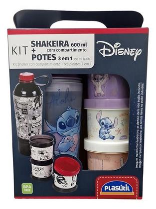 Imagem de Kit Shakeira Escolar + Potes 3 Em 1 Stitch Disney Plasutil