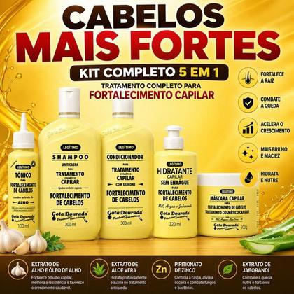 Imagem de Kit Shamp+Cond 300ml + Máscara 500g + Creme 320g + Tônico 100ml Tradicional Gota Dourada