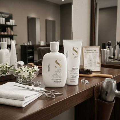 Imagem de Kit Shampoo 250 ml e Condicionador 200 ml Alfaparf Semi Di Lino Diamond