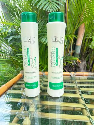 Imagem de Kit Shampoo 300ml e Condicionador 300ml Quiabo Vitiss Hidratação Limpeza fortalecimmento fios