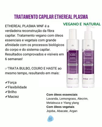 Imagem de Kit Shampoo 500ml e Condicionador 200ml Ethereal Plasma WNF Natural e Vegano