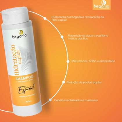 Imagem de KIT Shampoo Begonia Hidratação Capilar 400ml 3 Unds
