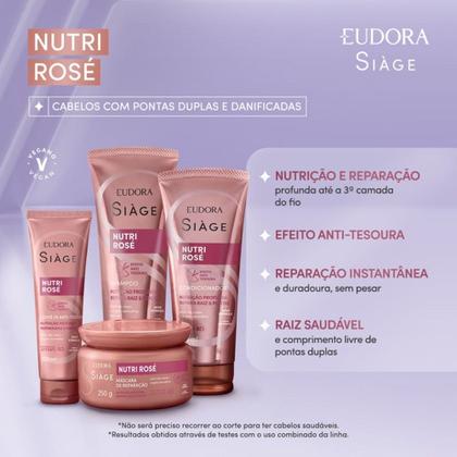Imagem de Kit Shampoo com 2 Refil Nutri Rosé Nutrição Raiz e Pontas 400ml Eudora Siàge