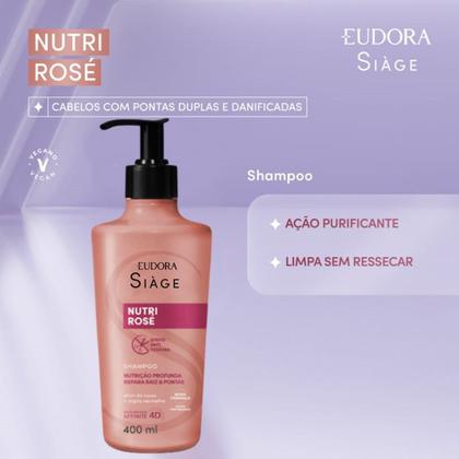Imagem de Kit Shampoo com 2 Refil Nutri Rosé Nutrição Raiz e Pontas 400ml Eudora Siàge