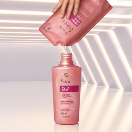Imagem de Kit Shampoo com 2 Refil Nutri Rosé Nutrição Raiz e Pontas 400ml Eudora Siàge