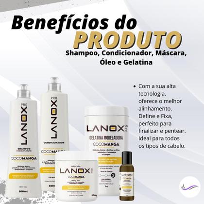 Imagem de Kit Shampoo + Cond + Gelatina +Óleo +Máscara Cocomanga Lanox