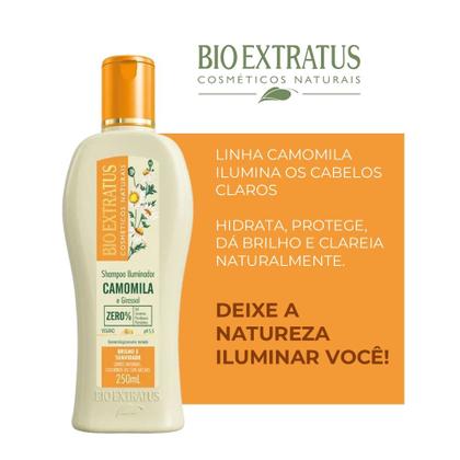 Imagem de Kit Shampoo Condicionador 250ml Máscara 1kg Clareador Camomila e Girassol Iluminador Bio Extratus