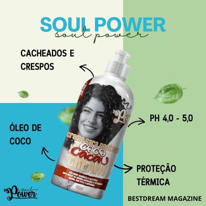 Imagem de Kit Shampoo Condicionador E Creme De Pentear Soul Power Coco E Cacau Hidratação Capilar Vegano