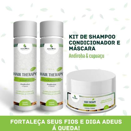 Imagem de Kit Shampoo, Condicionador e Máscara de  Andiroba e Cupuaçu: Cabelos Hidratados e Brilhantes HAIR THERAPY
