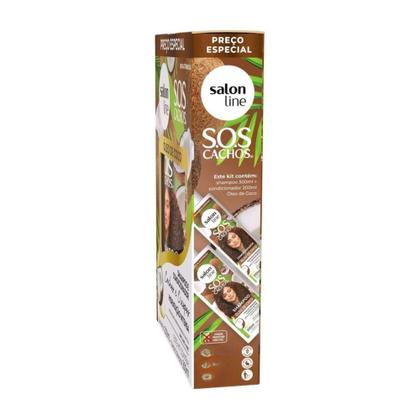 Imagem de Kit Shampoo Condicionador Sos Cachos Óleo De Coco Salon Line