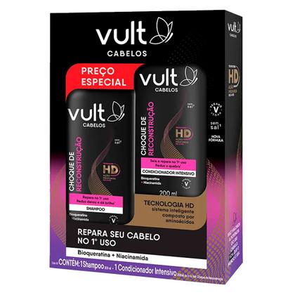 Imagem de Kit Shampoo e Condicionador Choque de Reconstrução 200ml Vult