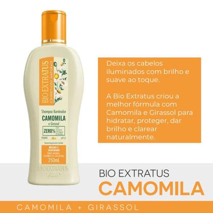 Imagem de Kit Shampoo e Condicionador Clareador Cabelos Loiros Camomila e Girassol Iluminador Bio Extratus