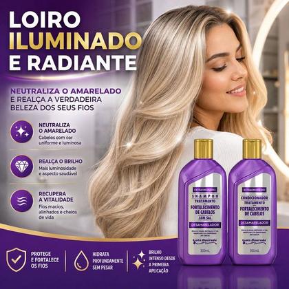 Imagem de Kit Shampoo e Condicionador Desamarelador Gota Dourada 300ml Cada