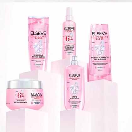 Imagem de Kit Shampoo e Condionador 200ml + Mascara Glycolic Gloss Elseve Tratamento