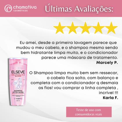 Imagem de Kit Shampoo e Condionador 200ml + Mascara Glycolic Gloss Elseve Tratamento