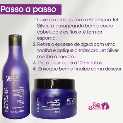 Imagem de Kit Shampoo e Creme Máscara para Cabelos Brancos,Loiros, Grisalhos e Platinados WF Jet Silver 550ml