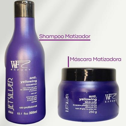 Imagem de Kit Shampoo e Creme Máscara para Cabelos Brancos,Loiros, Grisalhos e Platinados WF Jet Silver 550ml