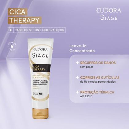 Imagem de Kit Shampoo e Leave In Reconstrução Capilar Reparação Cica Therapy Restauração Eudora Siàge