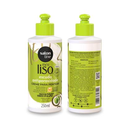 Imagem de Kit Shampoo Limpeza Profunda + Condicionador Hidratante + Creme de Pentear Finalização Escudo Antiporos Controle do Ph, Salon Line