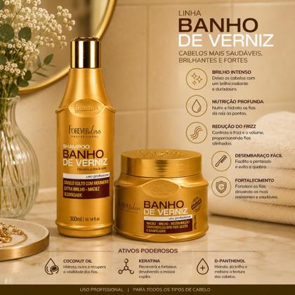 Imagem de Kit shampoo+mascara banho de verniz forever liss hidratação