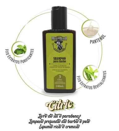 Imagem de Kit Shampoo para Barba + Balm para Barba + Oleo para Barba - Muchacho Citric + Pente de Madeira Muchacho Curvo