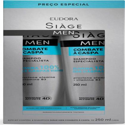 Imagem de Kit shampoo siàge men combate à caspa 250ml cada (2 itens) - EUDORA