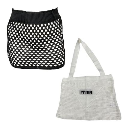 Imagem de Kit Shorts/Saia com Bolsa Feminina Saiada de Praia Tricot Moda Verão