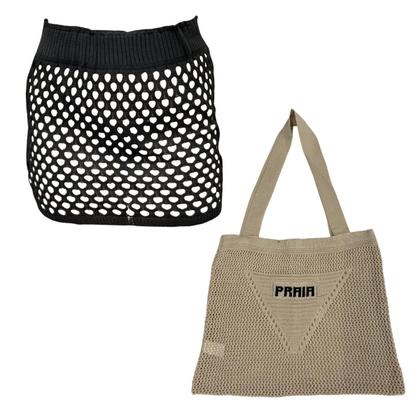 Imagem de Kit Shorts/Saia com Bolsa Feminina Saiada de Praia Tricot Moda Verão