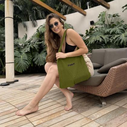 Imagem de Kit Shorts/Saia com Bolsa Feminina Saiada de Praia Tricot Moda Verão