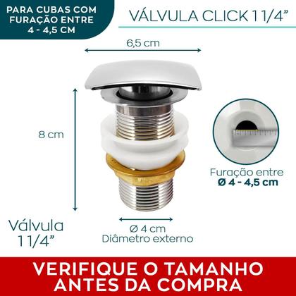 Imagem de Kit Sifão Copo Cromado Metal 1 1/4 E Valvula Click Quadrada Inox 40mm Kit Pia Lavatório Cuba Banheiro Sifão Aparente Luxo