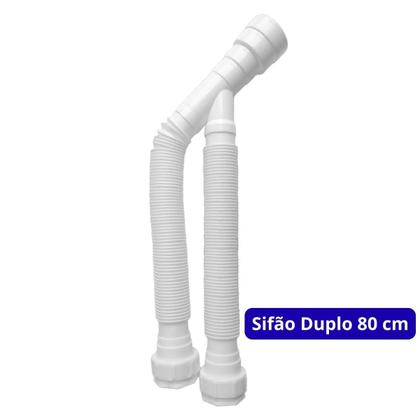 Imagem de Kit Sifão Duplo 80Cm + Válvula V8