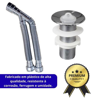 Imagem de Kit Sifão Duplo Metalizado 80Cm + Válvula V8