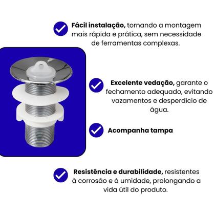 Imagem de Kit Sifão Duplo Metalizado 80Cm + Válvula V8