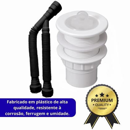 Imagem de Kit Sifão Preto Duplo 80Cm + Válvula V9