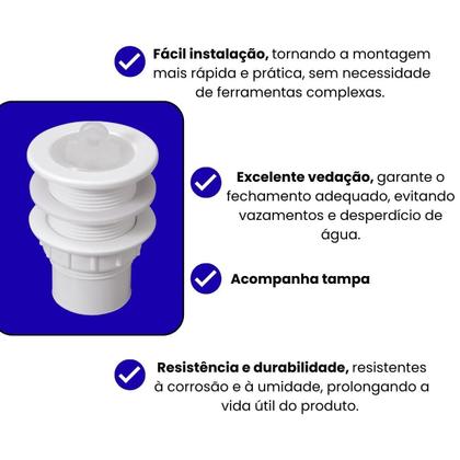 Imagem de Kit Sifão Preto Duplo 80Cm + Válvula V9