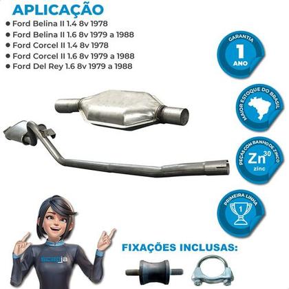 Imagem de Kit Silencioso Conjunto Escapamento Belina 78 A 88 1.4 1.6