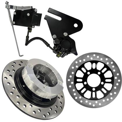 Imagem de Kit Sistema Freio Duplo Disco Cg Titan Fan Start 150 160 2014 A 2024 Roda Modelo 2025 Sistema Freio Traseiro Pinça Burrinho