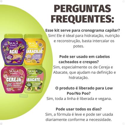Imagem de Kit Skala Frutástica Creme de tratamento: Açaí, Maracuja, Cereja e Abacate 1000g