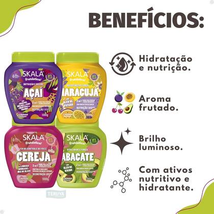 Imagem de Kit Skala Frutástica Creme de tratamento: Açaí, Maracuja, Cereja e Abacate 1000g