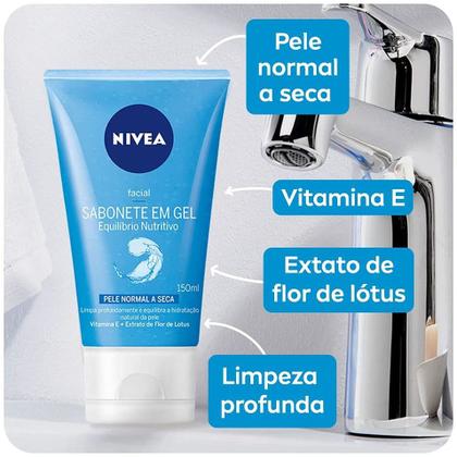 Imagem de Kit Skincare Pele Sensível: Água Micelar 7 em 1 + Sabonete Equilíbrio Nutritivo + Esfoliante Facial Nívea