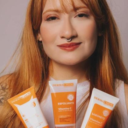 Imagem de Kit Skincare Vitamina C Anti Idade Clareador Dermachem, Mousse Micelar Limpeza Facial Vitamina C