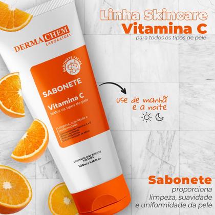Imagem de Kit Skincare Vitamina C Anti Idade Clareador Dermachem, Mousse Micelar Limpeza Facial Vitamina C