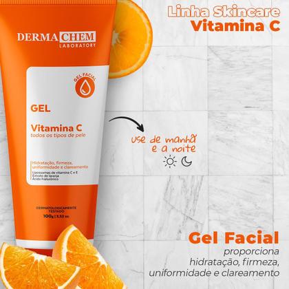 Imagem de Kit Skincare Vitamina C Anti Idade Clareador Dermachem, Mousse Micelar Limpeza Facial Vitamina C