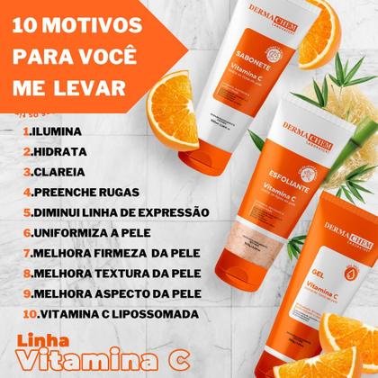 Imagem de Kit Skincare Vitamina C Anti Idade Clareador Dermachem, Sérum Peptídeos Anti Olheiras e Linha de Expressão , Protetor Solar Facial Sem Cor FPS60