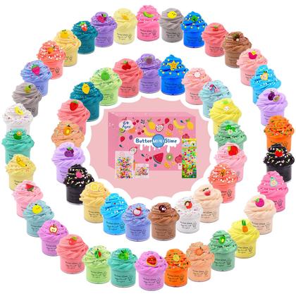 Imagem de Kit Slime DUJUANHUA, pacote com 54, mini frutas com aroma de manteiga para crianças