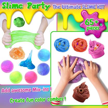 Imagem de Kit Slime ESSENSON 34 copos para meninas e meninos de 6 anos ou mais com complementos