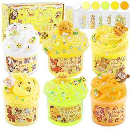 Imagem de Kit Slime LAWOHO Gradient Yellow Cloud Butter Clear 360 ml x6