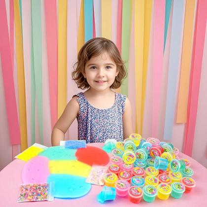 Imagem de Kit Slime Remethsu 118 Clear Crystal com esferas de espuma 30 mL x118